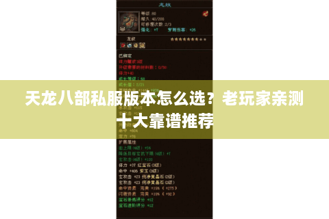 天龙八部私服版本怎么选?老玩家亲测十大靠谱推荐 天龙八部私服版本怎么选?老玩家亲测十大靠谱推荐