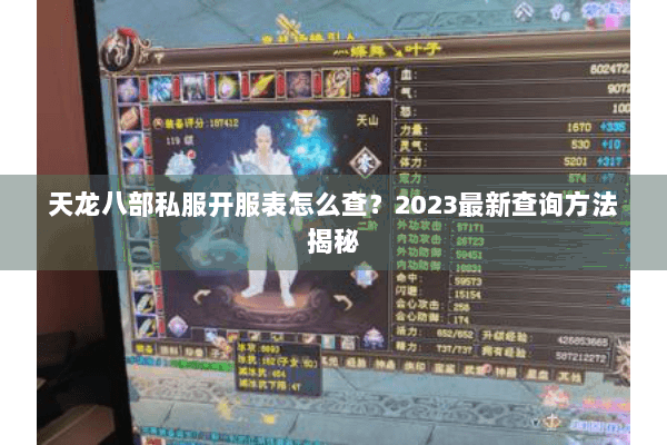 天龙八部私服开服表怎么查？2023最新查询方法揭秘