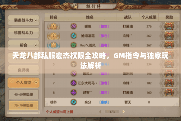 天龙八部私服宏杰权限全攻略,GM指令与独家玩法解析 天龙八部私服宏杰权限全攻略,GM指令与独家玩法解析