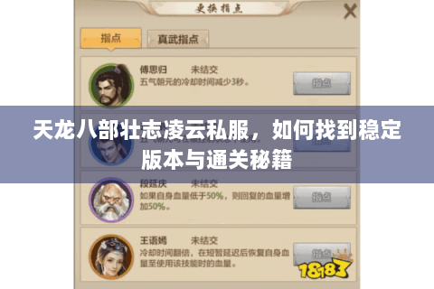天龙八部壮志凌云私服，如何找到稳定版本与通关秘籍
