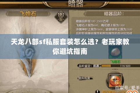 天龙八部sf私服套装怎么选？老玩家教你避坑指南