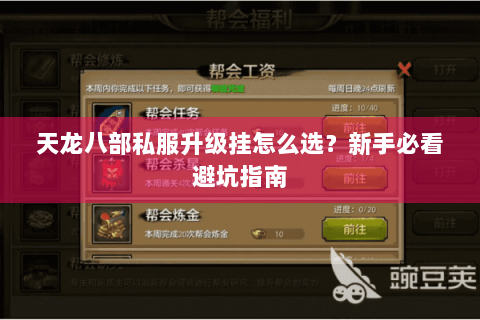 天龙八部私服升级挂怎么选?新手必看避坑指南 天龙八部私服升级挂怎么选?新手必看避坑指南