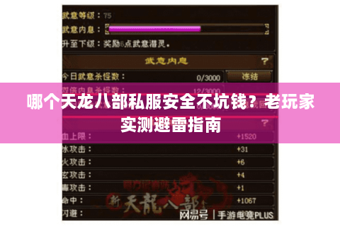 哪个天龙八部私服安全不坑钱？老玩家实测避雷指南