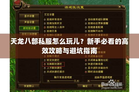 天龙八部私服怎么玩儿？新手必看的高效攻略与避坑指南