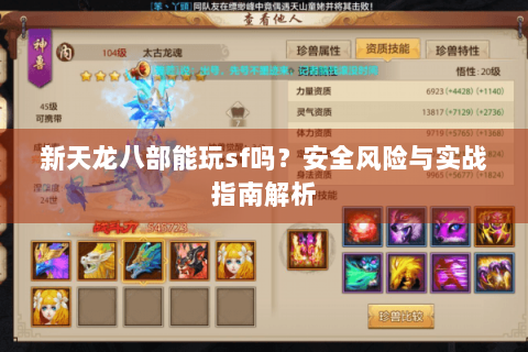 新天龙八部能玩sf吗?安全风险与实战指南解析 新天龙八部能玩sf吗?安全风险与实战指南解析