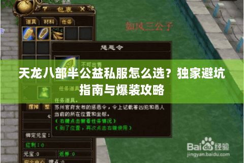 天龙八部半公益私服怎么选？独家避坑指南与爆装攻略