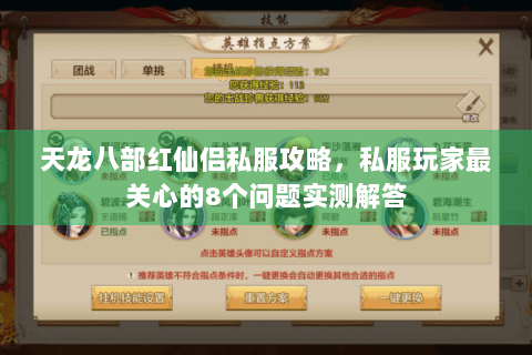 天龙八部红仙侣私服攻略，私服玩家最关心的8个问题实测解答