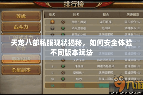 天龙八部私服现状揭秘,如何安全体验不同版本玩法 天龙八部私服现状揭秘,如何安全体验不同版本玩法