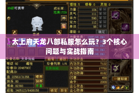 太上府天龙八部私服怎么玩?3个核心问题与实战指南 太上府天龙八部私服怎么玩?3个核心问题与实战指南