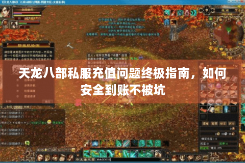 天龙八部私服充值问题终极指南，如何安全到账不被坑