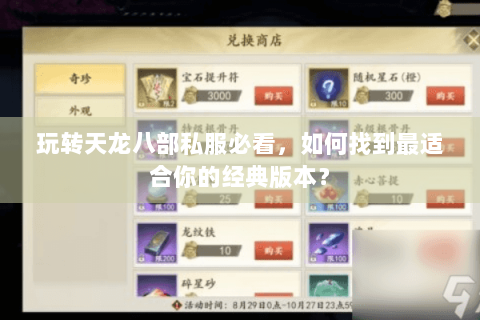 玩转天龙八部私服必看，如何找到最适合你的经典版本？