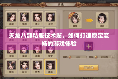 天龙八部私服技术贴，如何打造稳定流畅的游戏体验