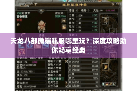 天龙八部微端私服哪里玩?深度攻略助你畅享经典 天龙八部微端私服哪里玩?深度攻略助你畅享经典
