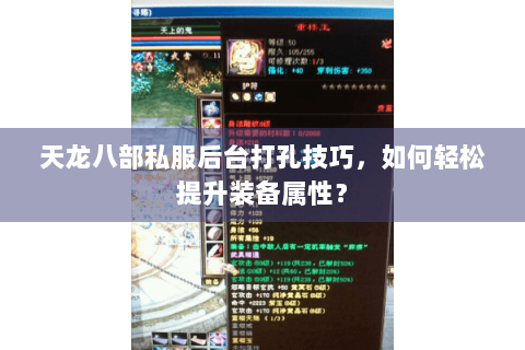 天龙八部私服后台打孔技巧，如何轻松提升装备属性？
