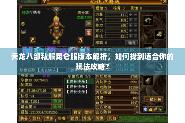 天龙八部私服昆仑服版本解析，如何找到适合你的玩法攻略？